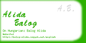 alida balog business card